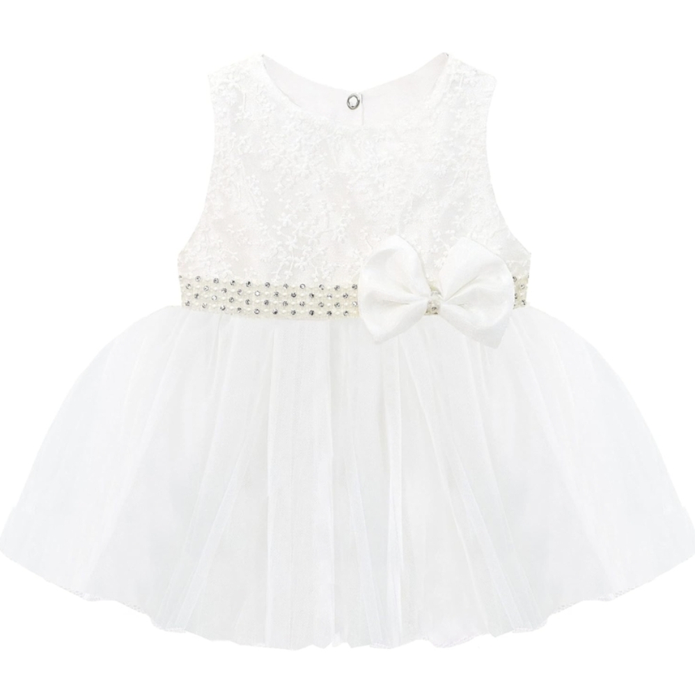 Lilax Baby Girl Lace Tulle Dress for Baptism (Size 0-3 Months)